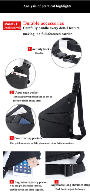 Pasywna torba na ramię do przechowywania broni i telefonu - czarna - Wianko - 13