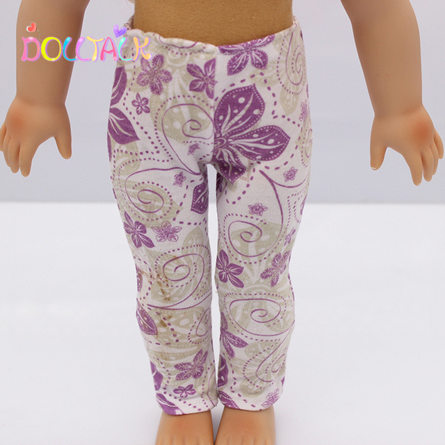 4 stylowe spodnie dla lalki Fit 43 cm Baby - ubranka z kwiatowym wzorem dla lalek 18 cali i 1/3 Bdj - Wianko - 10