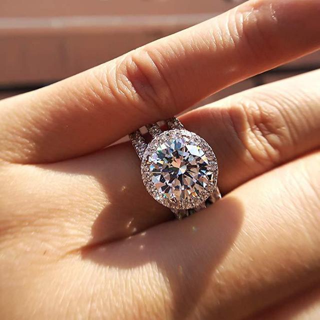 Pierścionek z prawdziwym, naturalnym diamentem o masie 2 karatów, wykonany z 14-karatowego różowego złota, srebro 925, kamień w okrągłym kształcie, włączając pudełko na pierścionek - Wianko - 2