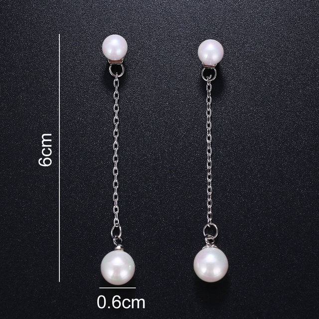 Luksusowe kolczyki wiszące AMC z sztuczną perłą i cyrkoniami - biżuteria ślubna dla nowożeńców - Wianko - 3