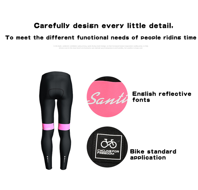 Spodnie rowerowe zimowe Santic dla kobiet - termiczne, wyściełane, długie, z 4D poduszką, odblaskowe, MTB Ciclismo - Wianko - 6