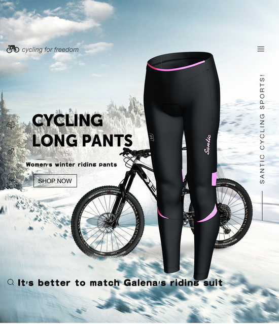Spodnie rowerowe zimowe Santic dla kobiet - termiczne, wyściełane, długie, z 4D poduszką, odblaskowe, MTB Ciclismo - Wianko - 1