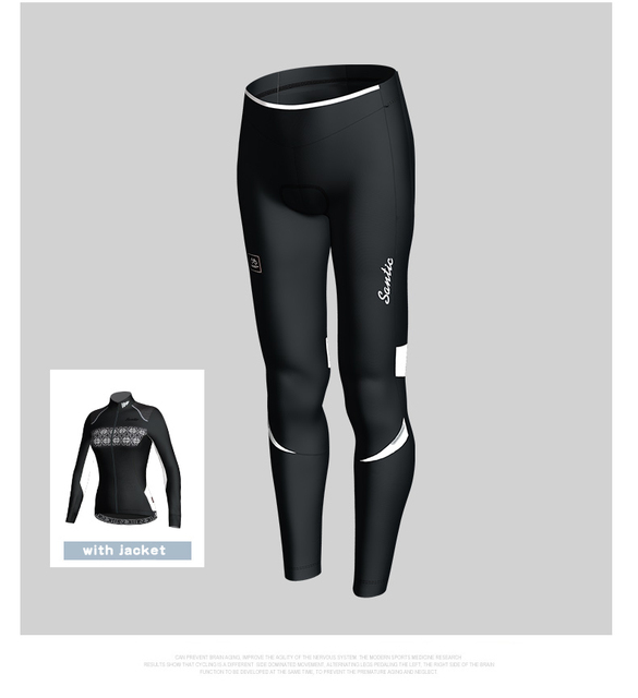 Spodnie rowerowe zimowe Santic dla kobiet - termiczne, wyściełane, długie, z 4D poduszką, odblaskowe, MTB Ciclismo - Wianko - 11