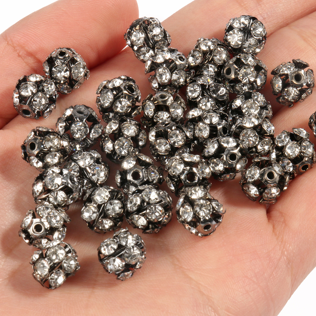 50 sztuk metalowych koralików kryształowych w kształcie AB, różne rozmiary (6mm, 8mm, 10mm) do tworzenia biżuterii DIY - Wianko - 8