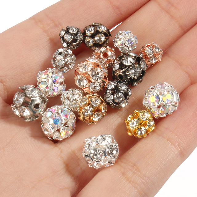50 sztuk metalowych koralików kryształowych w kształcie AB, różne rozmiary (6mm, 8mm, 10mm) do tworzenia biżuterii DIY - Wianko - 3