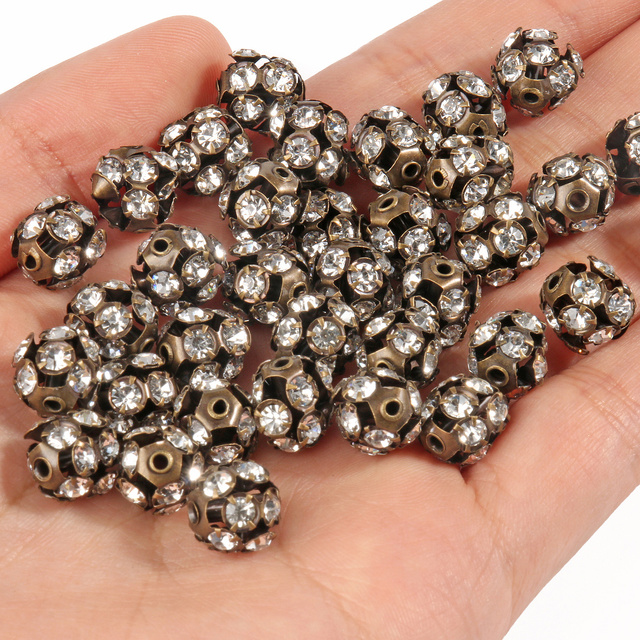 50 sztuk metalowych koralików kryształowych w kształcie AB, różne rozmiary (6mm, 8mm, 10mm) do tworzenia biżuterii DIY - Wianko - 6