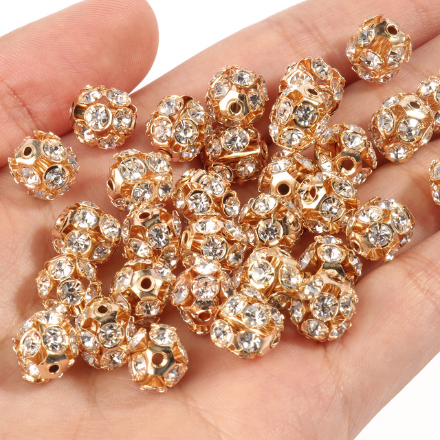 50 sztuk metalowych koralików kryształowych w kształcie AB, różne rozmiary (6mm, 8mm, 10mm) do tworzenia biżuterii DIY - Wianko - 7