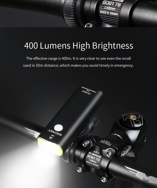 Gaciron Światło Rowerowe LED 400 lumenów 5 Trybów USB Reachargeable - Wianko - 3