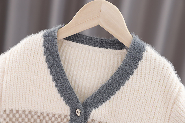 Dziergany sweter jesienno-zimowy dla chłopców. Modny płaszcz-kurtka dla malucha - Wianko - 4