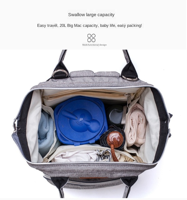 Plecak na pieluchy Lequeen - duży, wodoodporny, wielofunkcyjny plecak macierzyński z dużą pojemnością na podróżowanie i opiekę nad dzieckiem - Wianko - 22