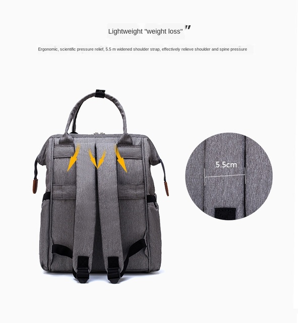 Plecak na pieluchy Lequeen - duży, wodoodporny, wielofunkcyjny plecak macierzyński z dużą pojemnością na podróżowanie i opiekę nad dzieckiem - Wianko - 23