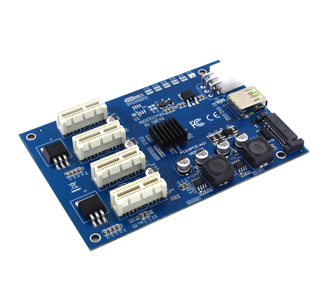 TISHRIC PCIe 1X do 4-portowych kart Riser USB 3.0 z zasilaniem SATA 15 pin + 6 pin - ASMedia - Wianko - 11