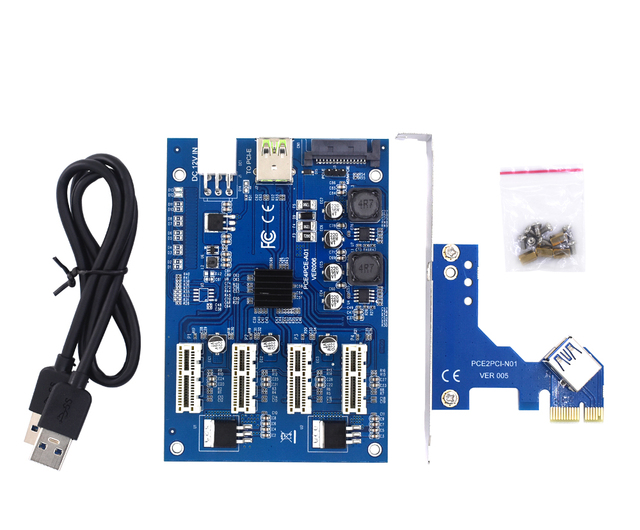 TISHRIC PCIe 1X do 4-portowych kart Riser USB 3.0 z zasilaniem SATA 15 pin + 6 pin - ASMedia - Wianko - 9