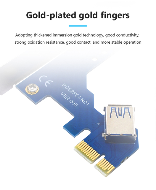 TISHRIC PCIe 1X do 4-portowych kart Riser USB 3.0 z zasilaniem SATA 15 pin + 6 pin - ASMedia - Wianko - 6