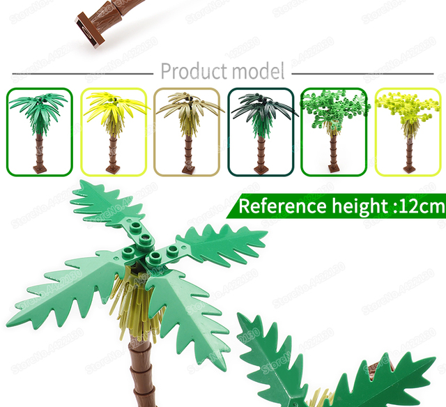 Klocki do budowania Palma - roślina tropikalna, scena dżungli, model ulicy, prezent dla dzieci, zabawki DIY - Wianko - 2