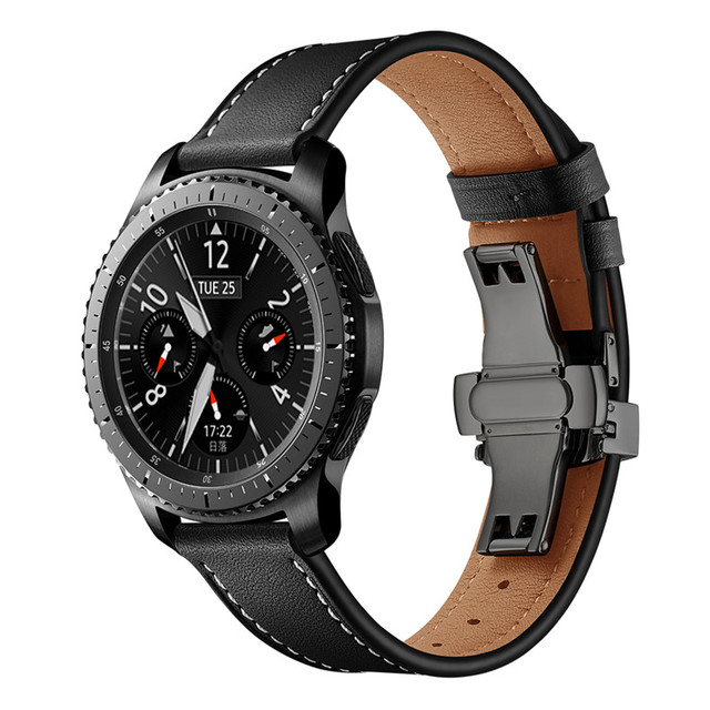 Skórzany pasek do Galaxy 46mm i Gear S3 Frontier 22mm, amazfit gtr 47mm, huawei gt - Wianko - 1