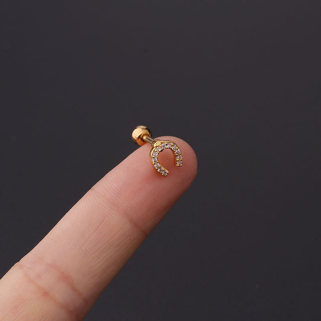 Kolczyki złotej gwiazdy z kwiatowym motywem na chrząstce ucha - 1 sztuka - Wianko - 7