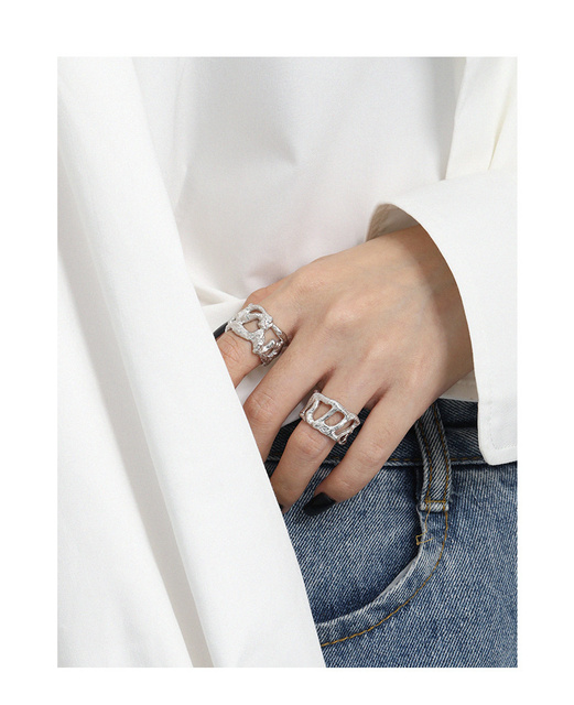 Pierścień S'STEEL z wydrążonym projektem, wykonany z srebra 925 dla kobiet - minimalizm i luksus w biżuterii ślubnej 2021 - Wianko - 21