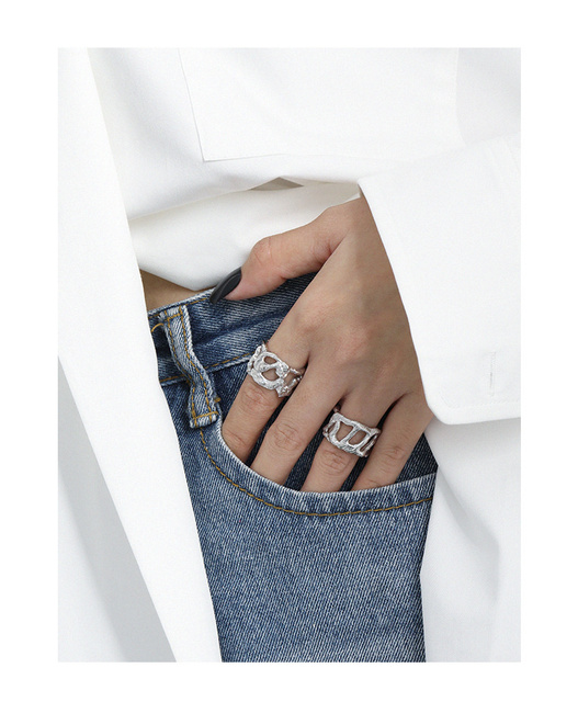 Pierścień S'STEEL z wydrążonym projektem, wykonany z srebra 925 dla kobiet - minimalizm i luksus w biżuterii ślubnej 2021 - Wianko - 22