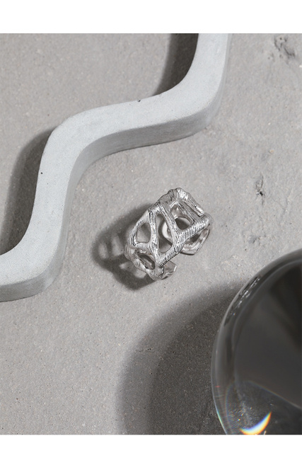Pierścień S'STEEL z wydrążonym projektem, wykonany z srebra 925 dla kobiet - minimalizm i luksus w biżuterii ślubnej 2021 - Wianko - 14
