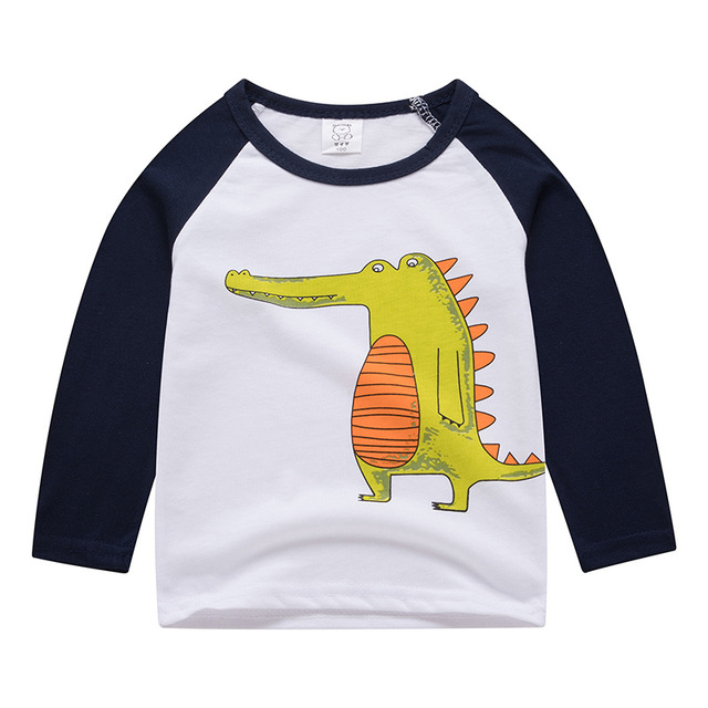 Koszulki dla chłopców z dekoracją dinozaurów z modowej bawełny, długimi rękawami - wiosna/jesień - Wianko - 8