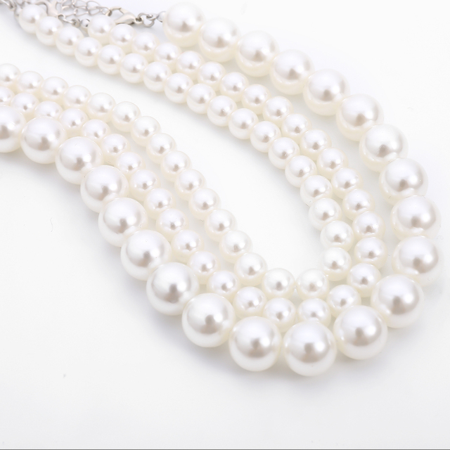 Krótki naszyjnik choker z imitacją perły, białe korale w wielu warstwach dla odważnych kobiet - Wianko - 3