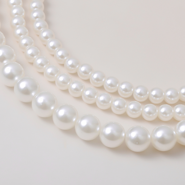 Krótki naszyjnik choker z imitacją perły, białe korale w wielu warstwach dla odważnych kobiet - Wianko - 6