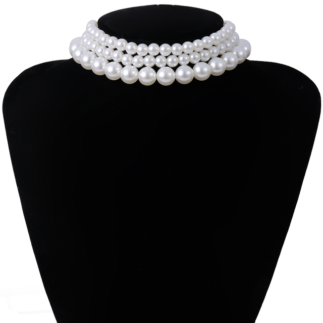 Krótki naszyjnik choker z imitacją perły, białe korale w wielu warstwach dla odważnych kobiet - Wianko - 7