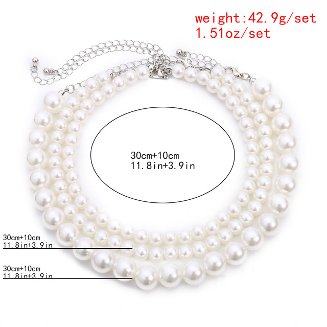 Krótki naszyjnik choker z imitacją perły, białe korale w wielu warstwach dla odważnych kobiet - Wianko - 2