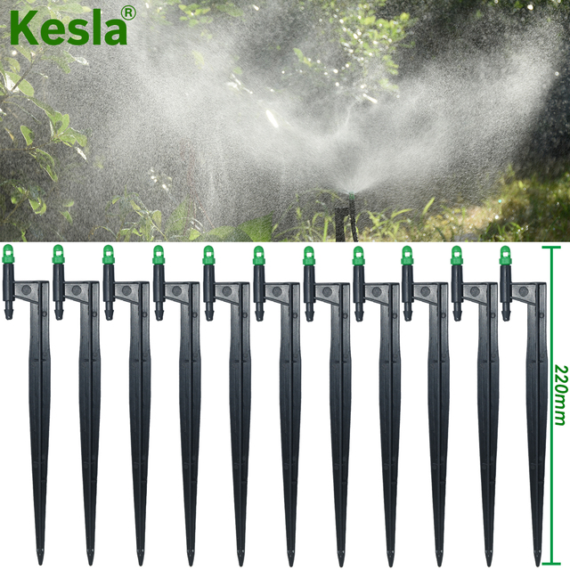 Spryskiwacz ogrodowy KESLA 50 sztuk, dysze mgły 360 stopni, 210MM stawka podlewanie, 4/7mm zraszacze nawadniające ogrody z mikrootworami, spraye - Wianko - 1