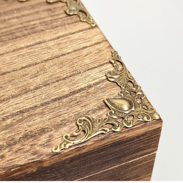 Dekoracyjne drewniane pudełko ochraniacz narożny w stylu vintage dla biżuterii, 20 sztuk - Wianko - 4