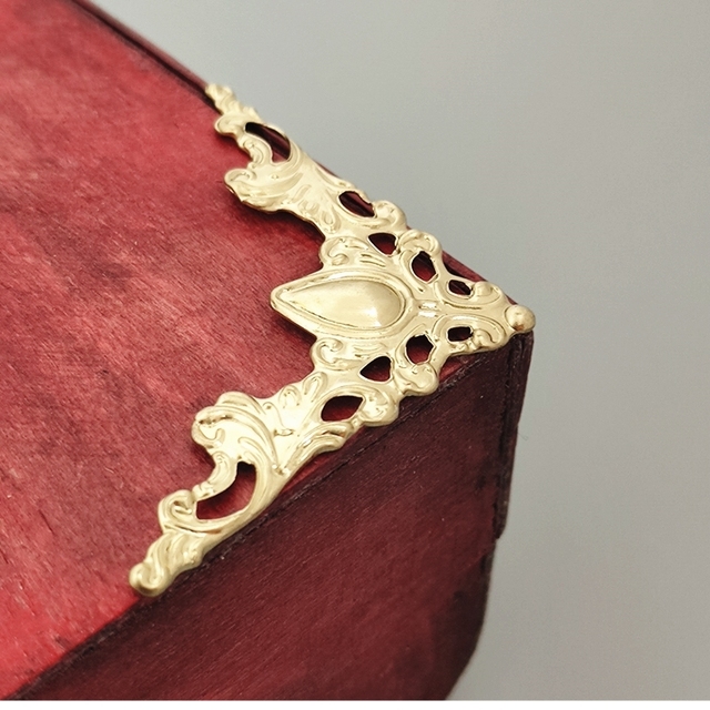 Dekoracyjne drewniane pudełko ochraniacz narożny w stylu vintage dla biżuterii, 20 sztuk - Wianko - 16