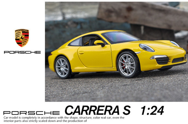 Samochód aluminiowy model Porsche 911 CARRERA S Welly 1:24 - symulacyjna dekoracja do kolekcji i prezentu dla chłopców - Wianko - 17