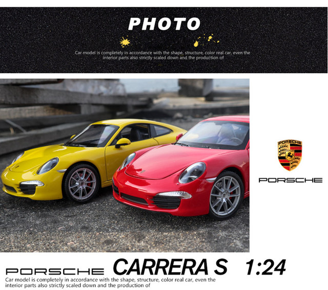 Samochód aluminiowy model Porsche 911 CARRERA S Welly 1:24 - symulacyjna dekoracja do kolekcji i prezentu dla chłopców - Wianko - 15