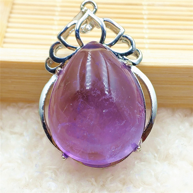 Prawdziwy naturalny fioletowy kamień ametrynowy wisiorek dla kobiet - Wianko - 12
