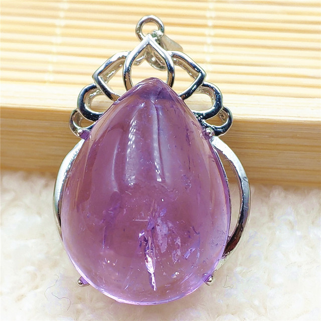 Prawdziwy naturalny fioletowy kamień ametrynowy wisiorek dla kobiet - Wianko - 20