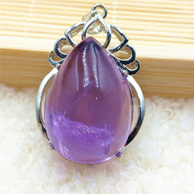 Prawdziwy naturalny fioletowy kamień ametrynowy wisiorek dla kobiet - Wianko - 10