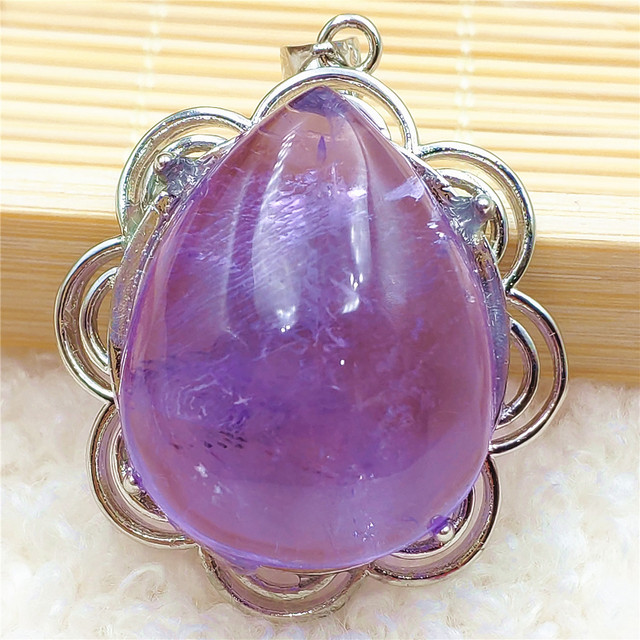 Prawdziwy naturalny fioletowy kamień ametrynowy wisiorek dla kobiet - Wianko - 60