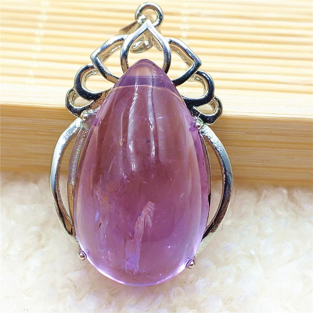Prawdziwy naturalny fioletowy kamień ametrynowy wisiorek dla kobiet - Wianko - 4