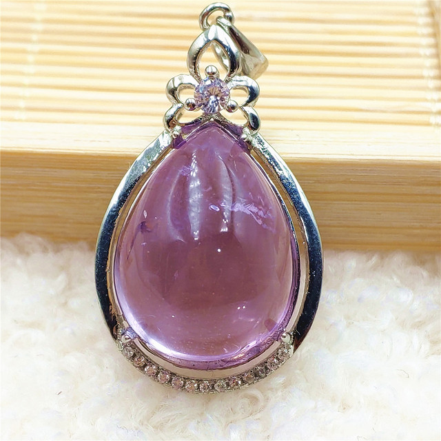 Prawdziwy naturalny fioletowy kamień ametrynowy wisiorek dla kobiet - Wianko - 58