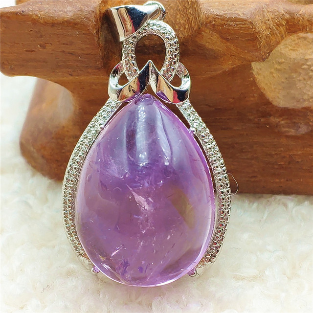 Prawdziwy naturalny fioletowy kamień ametrynowy wisiorek dla kobiet - Wianko - 52
