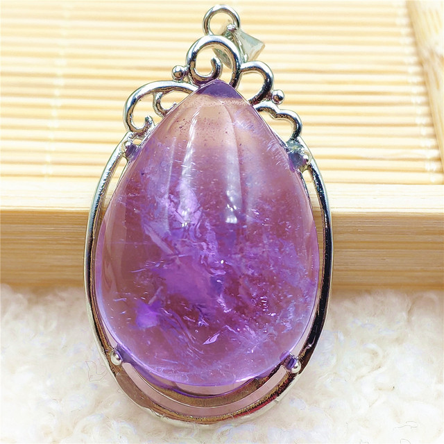 Prawdziwy naturalny fioletowy kamień ametrynowy wisiorek dla kobiet - Wianko - 32