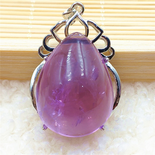 Prawdziwy naturalny fioletowy kamień ametrynowy wisiorek dla kobiet - Wianko - 6