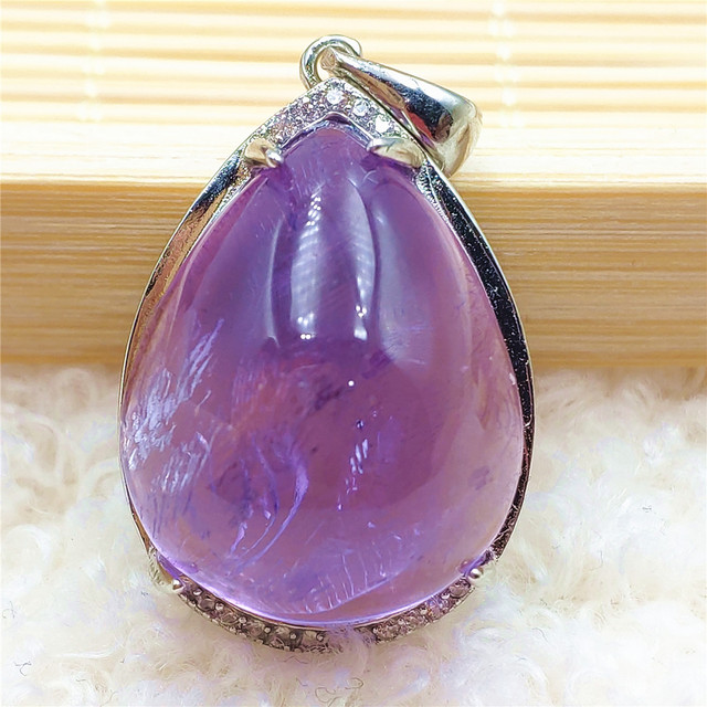 Prawdziwy naturalny fioletowy kamień ametrynowy wisiorek dla kobiet - Wianko - 38