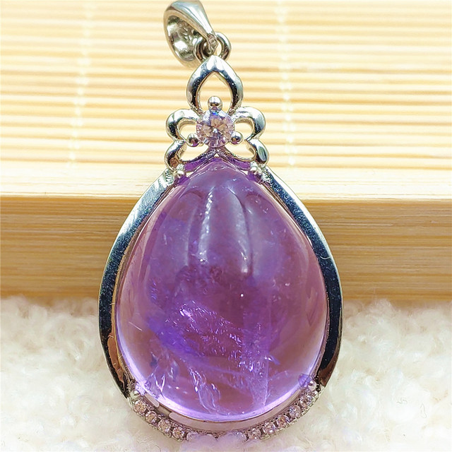 Prawdziwy naturalny fioletowy kamień ametrynowy wisiorek dla kobiet - Wianko - 56