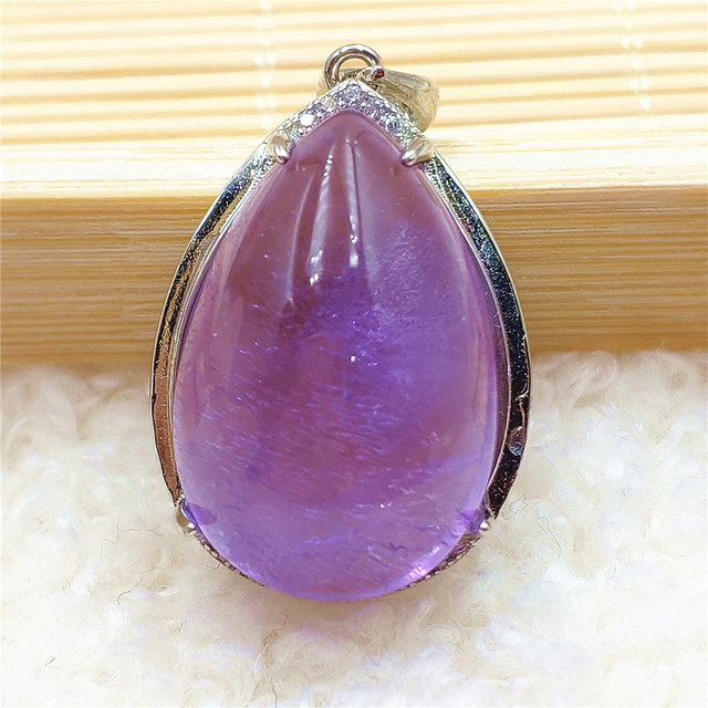 Prawdziwy naturalny fioletowy kamień ametrynowy wisiorek dla kobiet - Wianko - 40