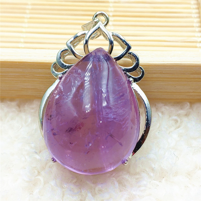 Prawdziwy naturalny fioletowy kamień ametrynowy wisiorek dla kobiet - Wianko - 2
