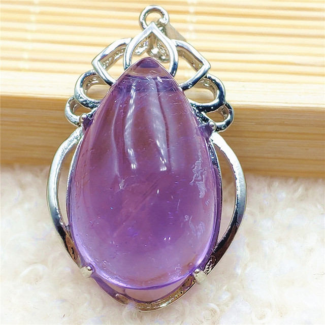 Prawdziwy naturalny fioletowy kamień ametrynowy wisiorek dla kobiet - Wianko - 22