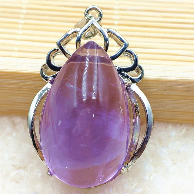 Prawdziwy naturalny fioletowy kamień ametrynowy wisiorek dla kobiet - Wianko - 26