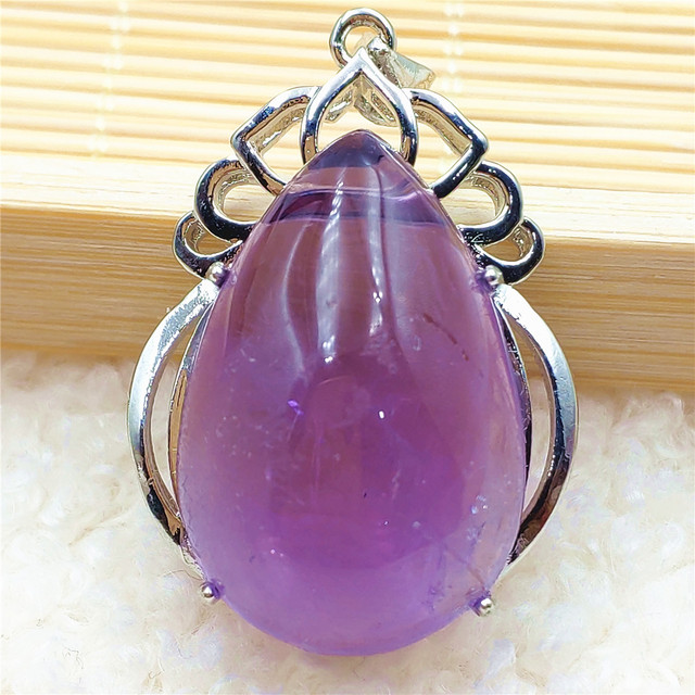 Prawdziwy naturalny fioletowy kamień ametrynowy wisiorek dla kobiet - Wianko - 16
